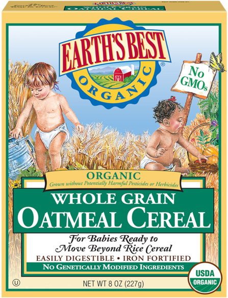 Earths Best Organic Whole Grain Oatmeal Cereal Box PNG Image