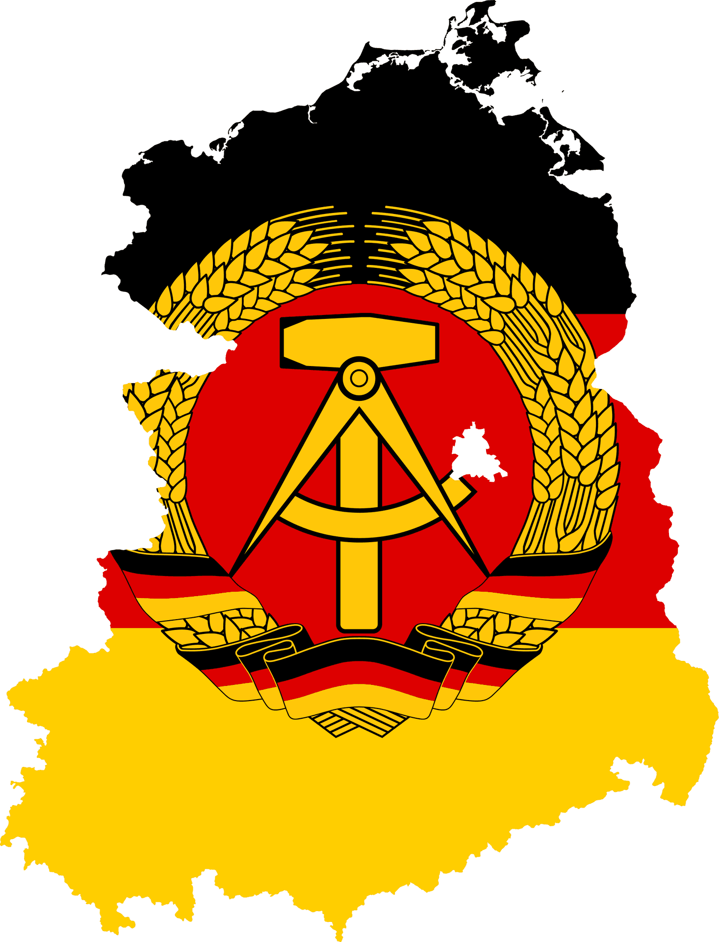 East Germany Emblemon Map PNG Image