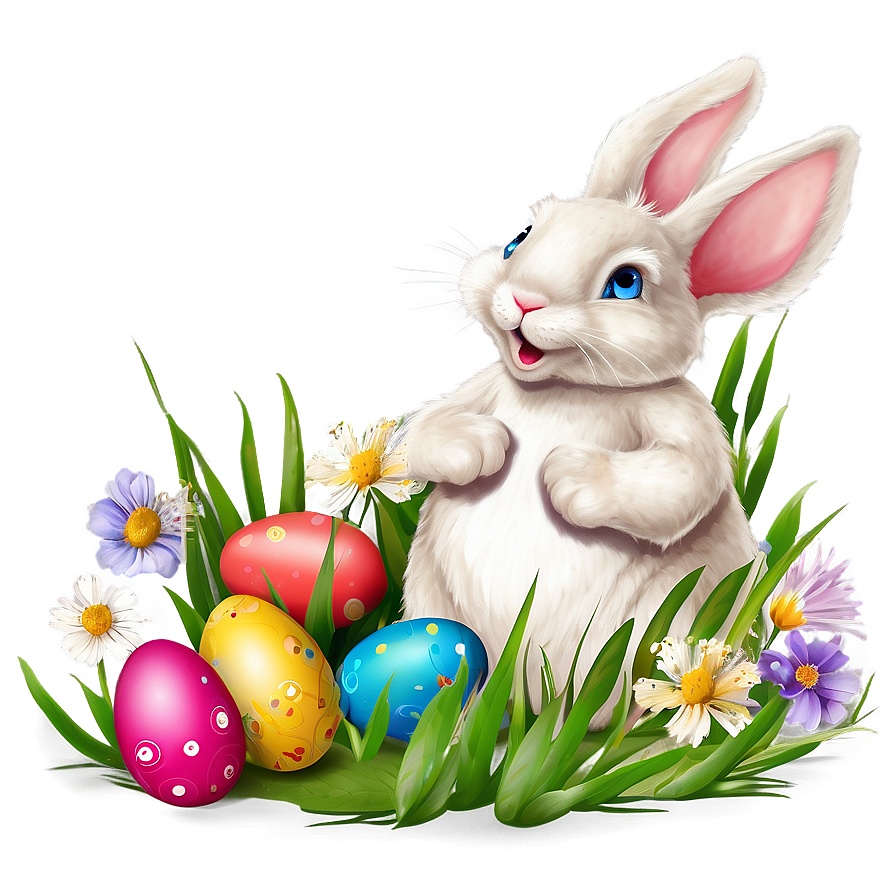 Easter Bunny And Flowers Png 89 PNG Image