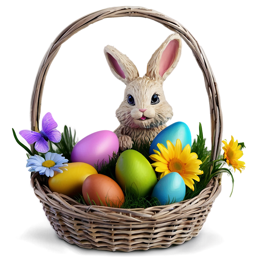 Easter Bunny And Flowers Png Brk PNG Image