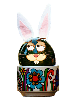 Easter Bunny Painted Eggon Stand PNG Image