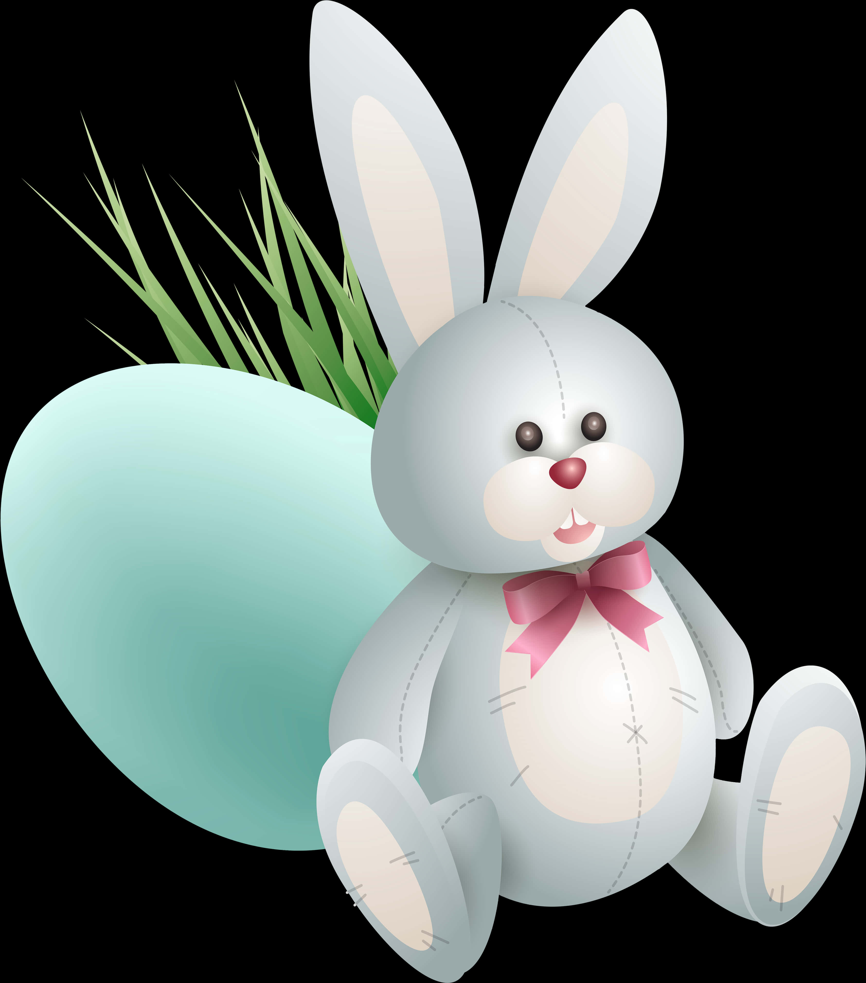 Easter Bunny With Egg Illustration PNG Image