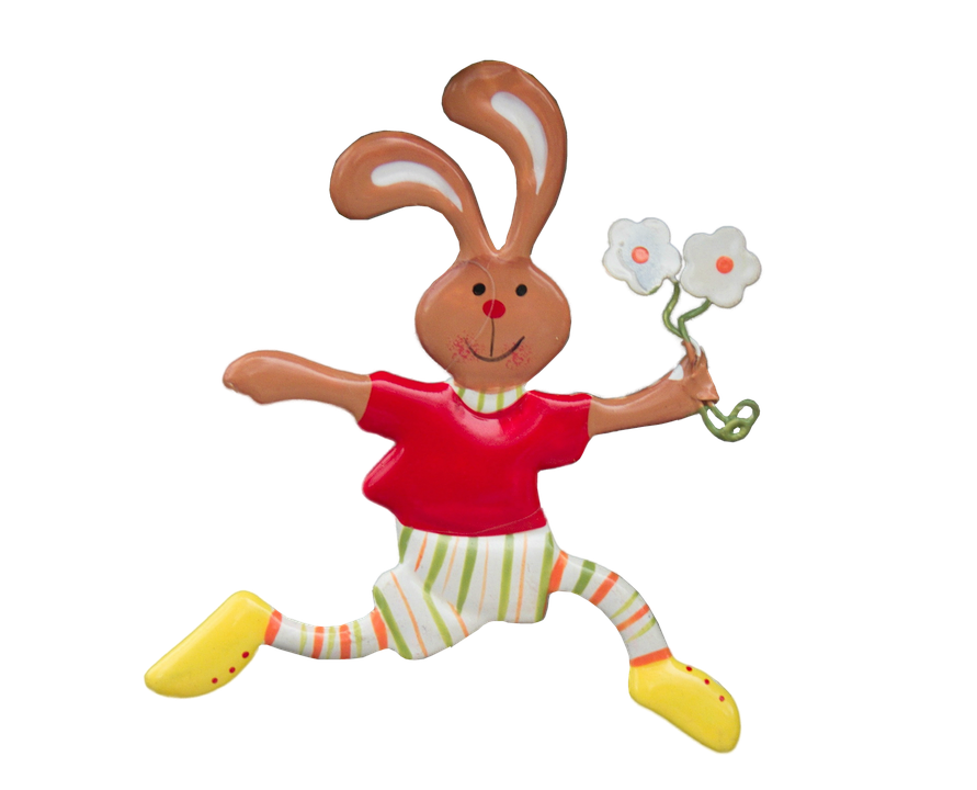 Easter Bunny With Flowers PNG Image