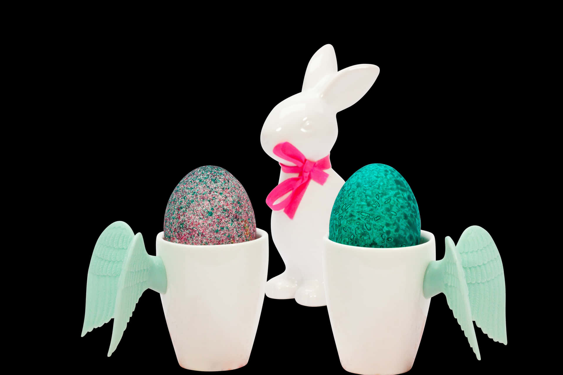 Easter Bunnyand Egg Cupswith Wings PNG Image