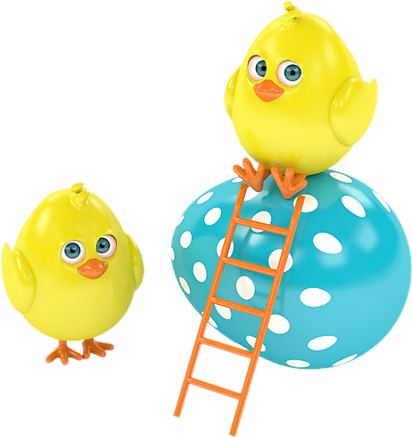 Easter Chicks Climbing Egg PNG Image