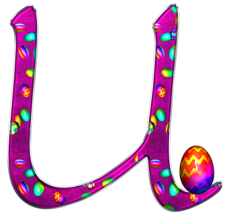 Easter Egg Themed Letter U PNG Image