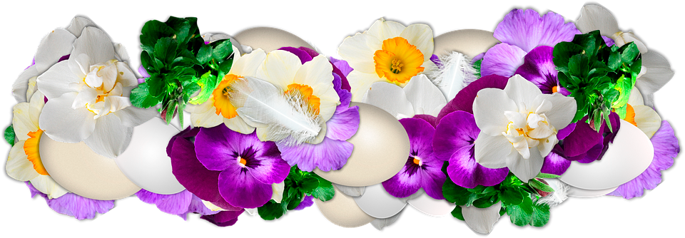 Easter Eggsand Flowers Border PNG Image