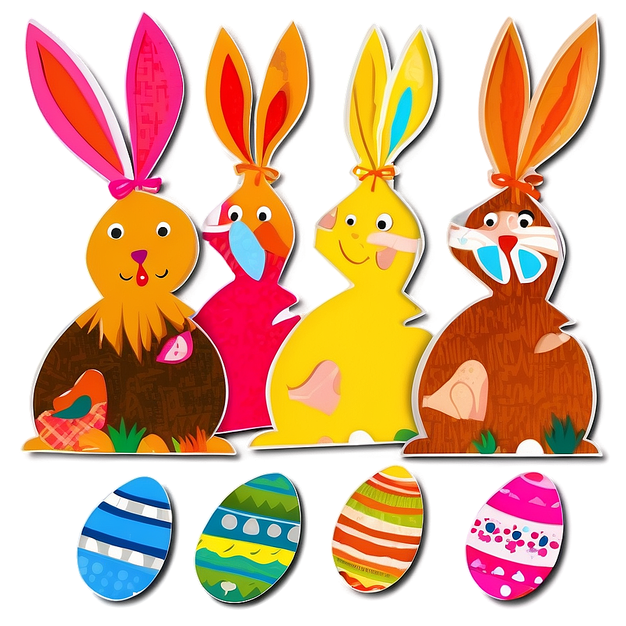 Easter Paper Cut Out Bunnies Png 06282024 PNG Image