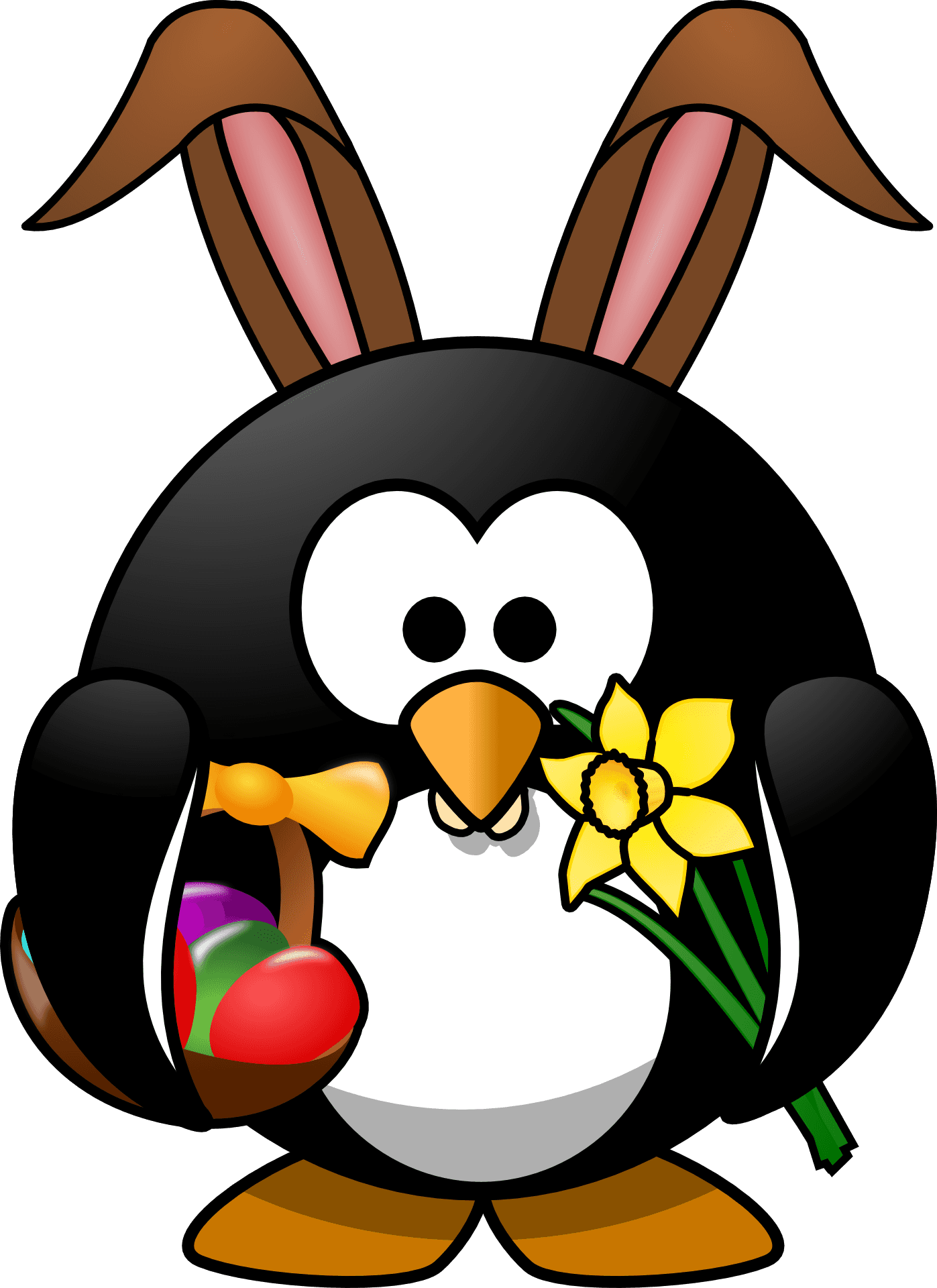 Easter Penguin Cartoon Bunny Ears PNG Image