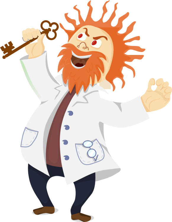 Eccentric Animated Scientist Illustration PNG Image