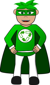 Eco Friendly Superhero Cartoon PNG Image