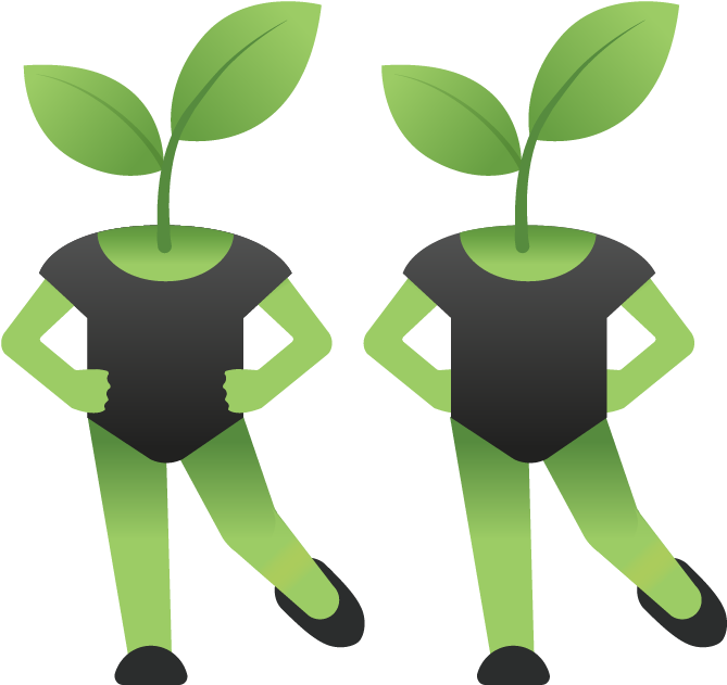 Eco Friendly Twin Characters Illustration PNG Image