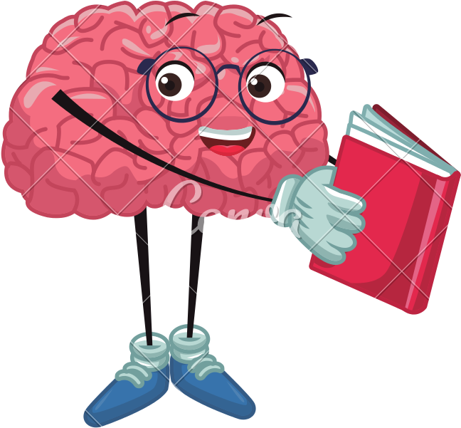 Educated Brain Cartoon Character PNG Image