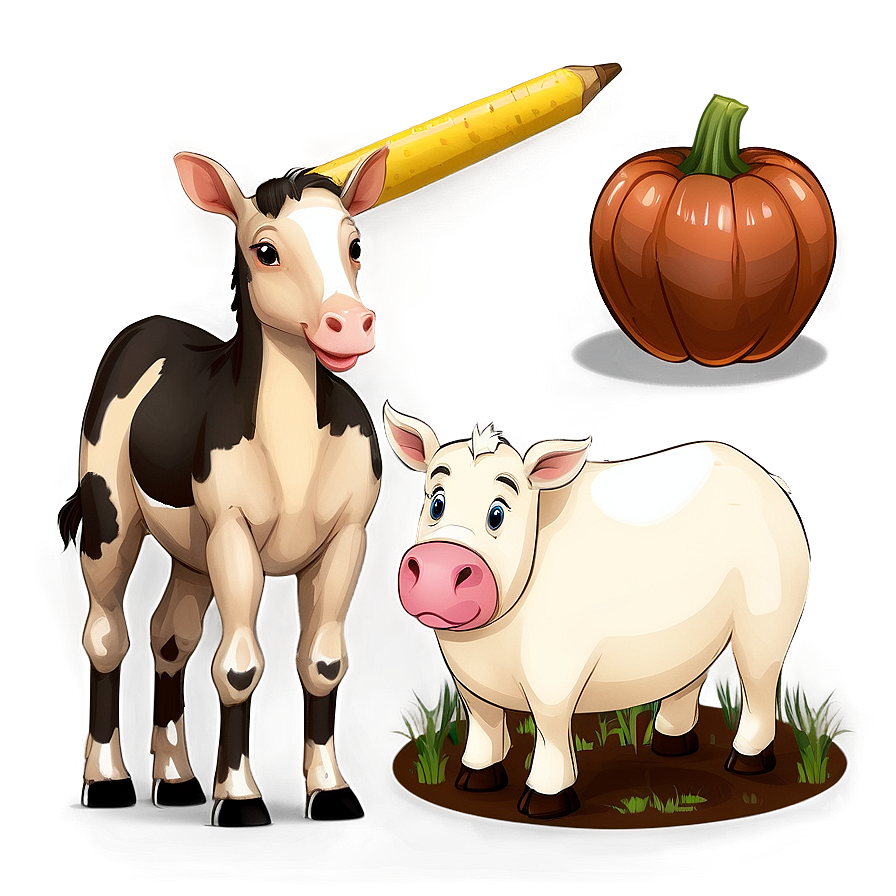 Educational Farm Animals Png Array Yef28 PNG Image