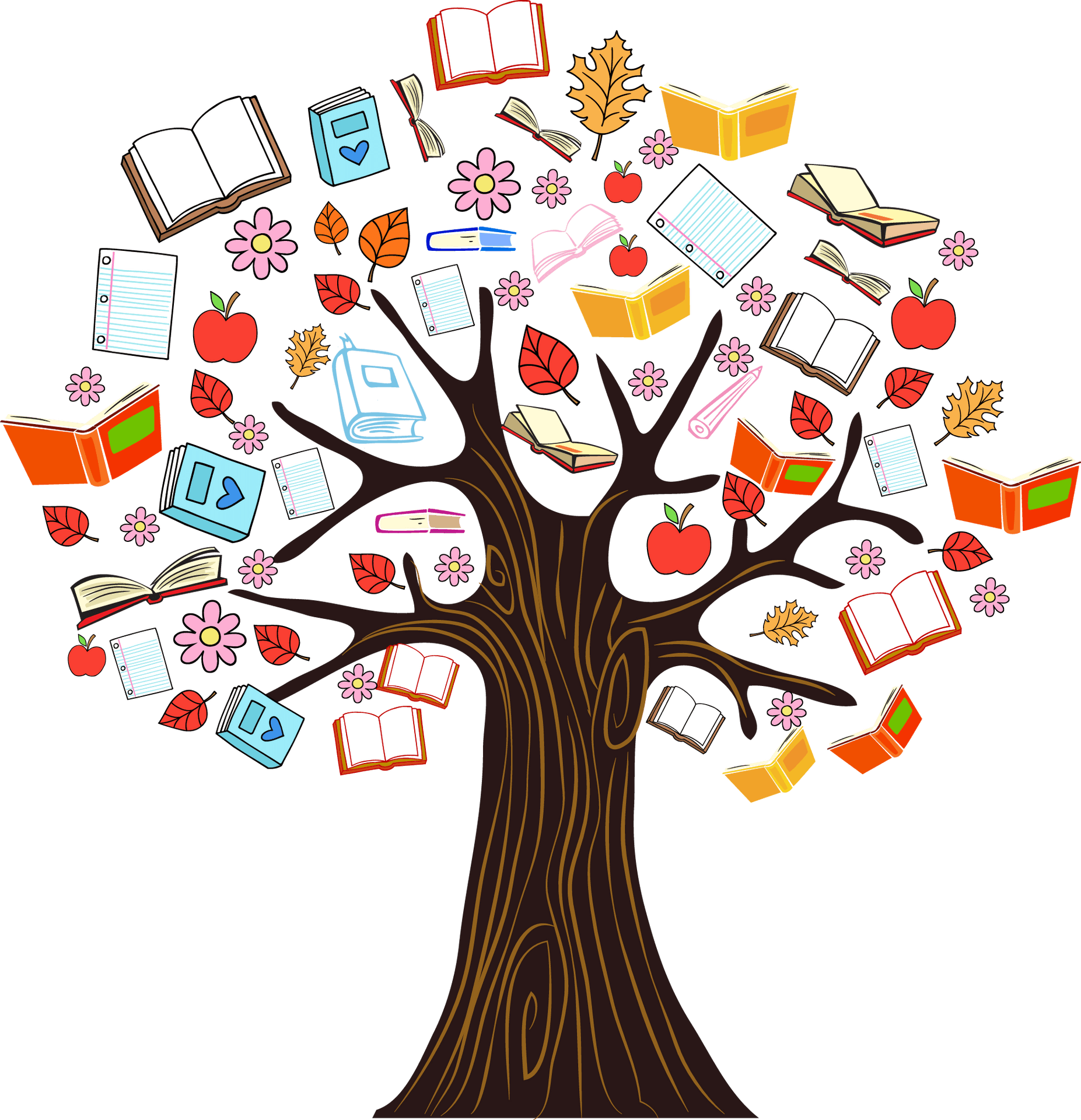 Educational Tree Books Clipart PNG Image