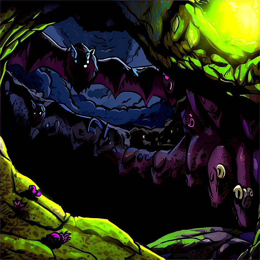 Eerie Bat-infested Cave Png Drn PNG Image