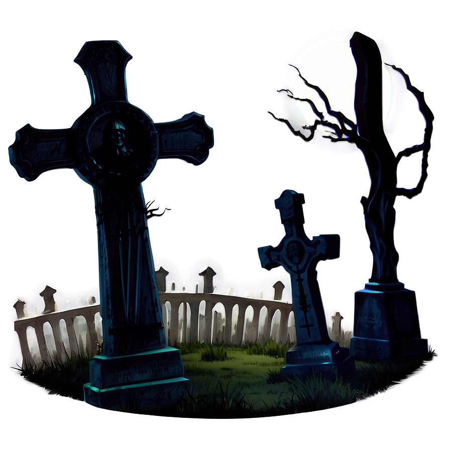 Eerie Graveyard Scene Png 06122024 PNG Image