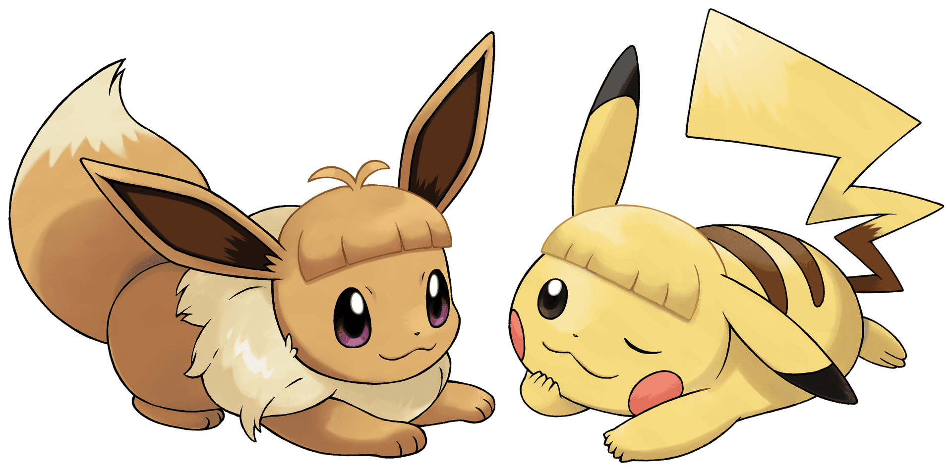 Eeveeand Pikachu Friends Illustration PNG Image