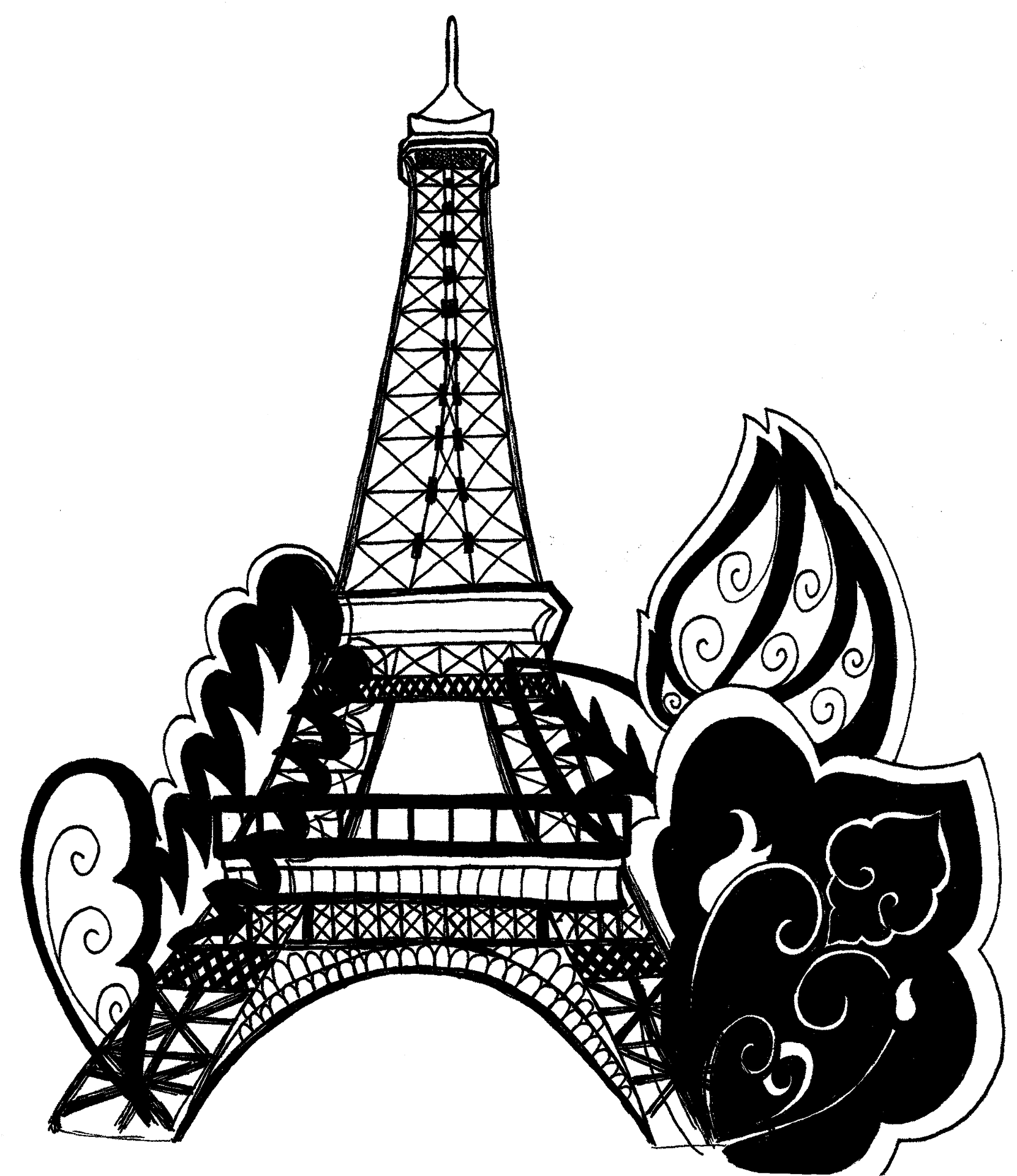 Eiffel Tower Artistic Outline PNG Image