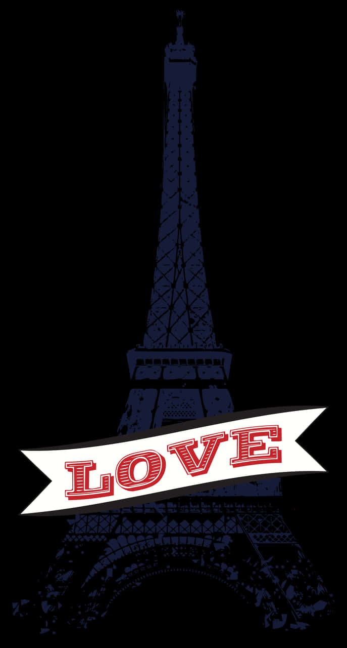 Eiffel Tower Love Banner PNG Image