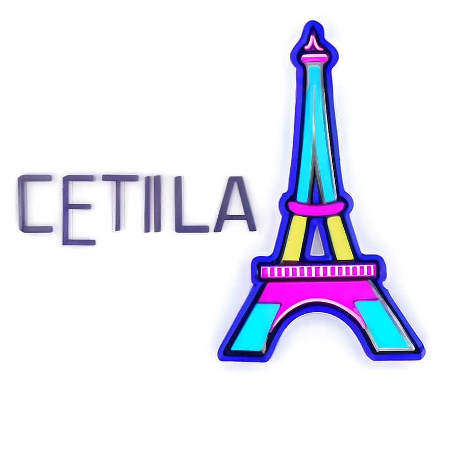 Eiffel Tower Neon Lights Png Nge PNG Image