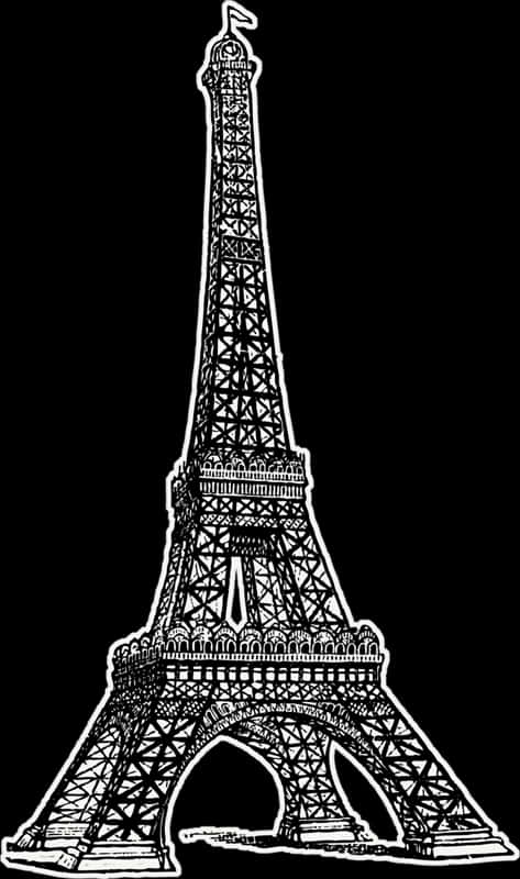 Eiffel Tower Outline Art PNG Image