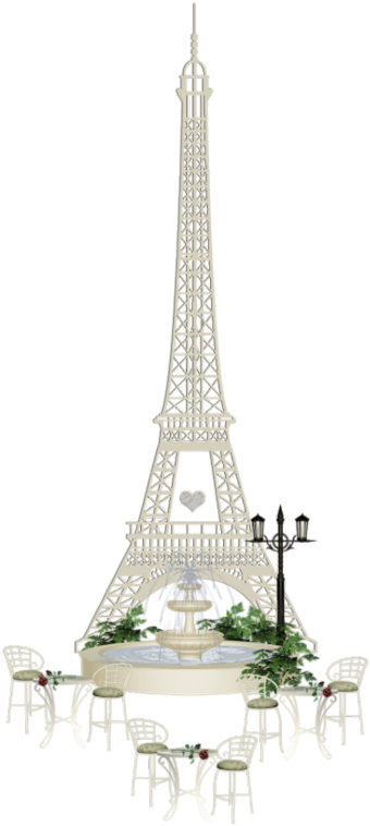 Eiffel Tower Parisian Cafe Setting PNG Image