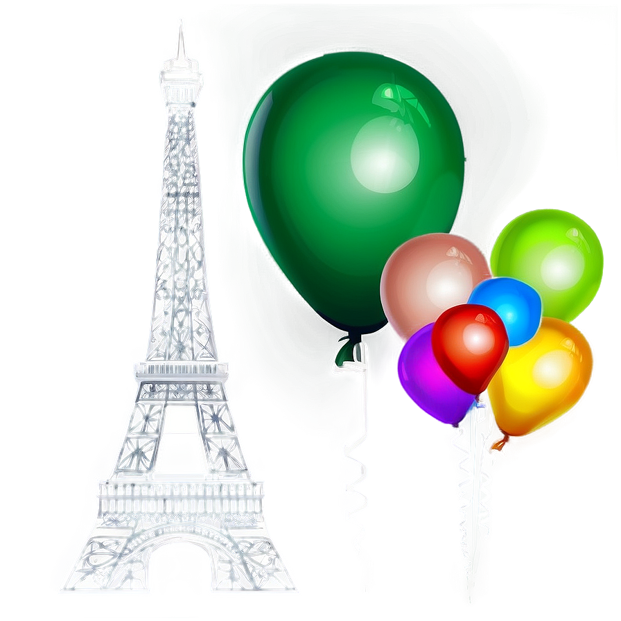 Eiffel Tower With Balloons Png 05212024 PNG Image