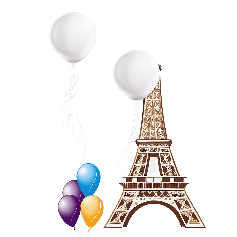 Eiffel Tower With Balloons Png Sof PNG Image