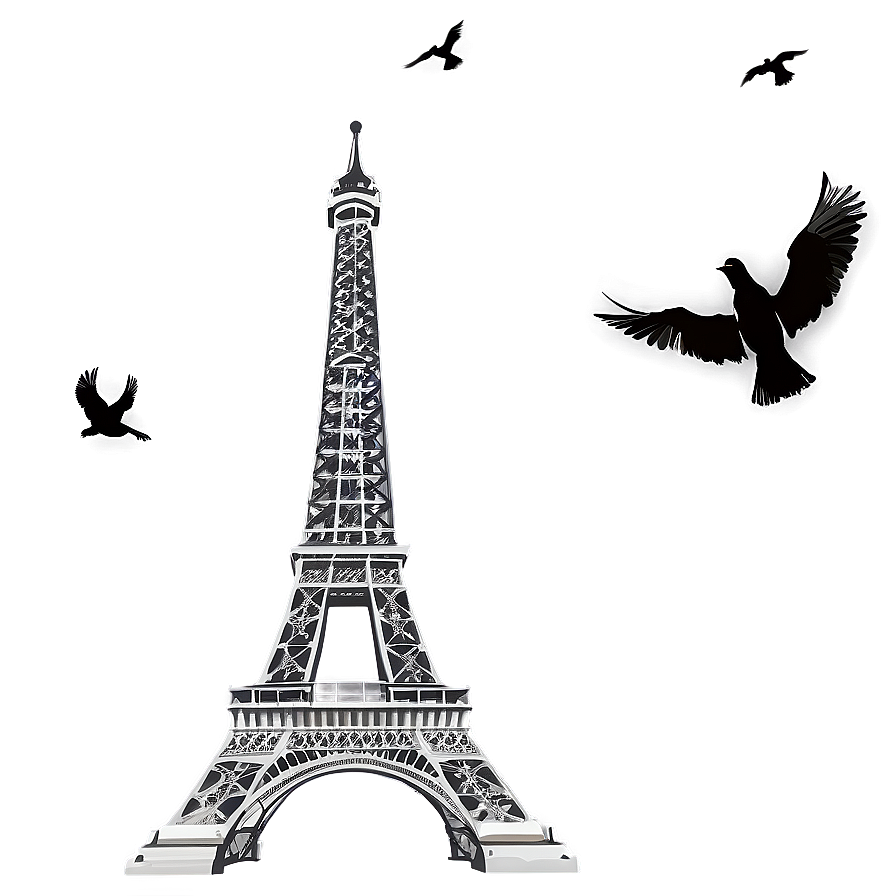 Eiffel Tower With Birds Png Dpd PNG Image