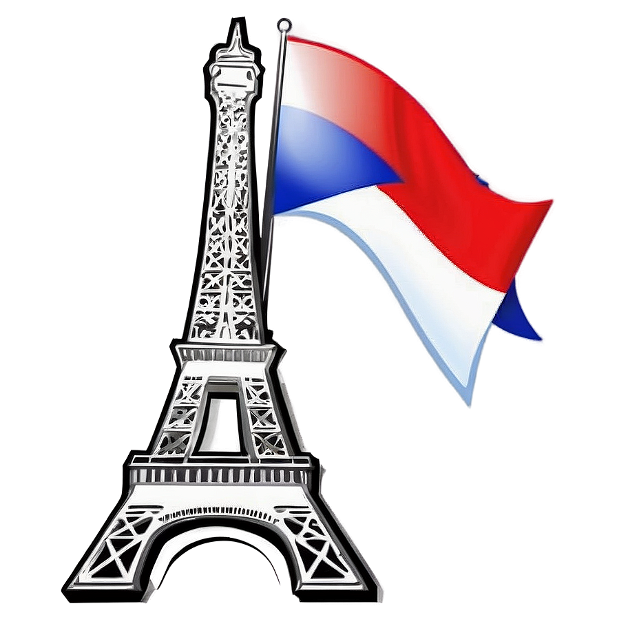 Eiffel Tower With French Flag Png Axm64 PNG Image