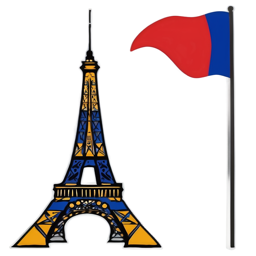 Eiffel Tower With French Flag Png Tea PNG Image