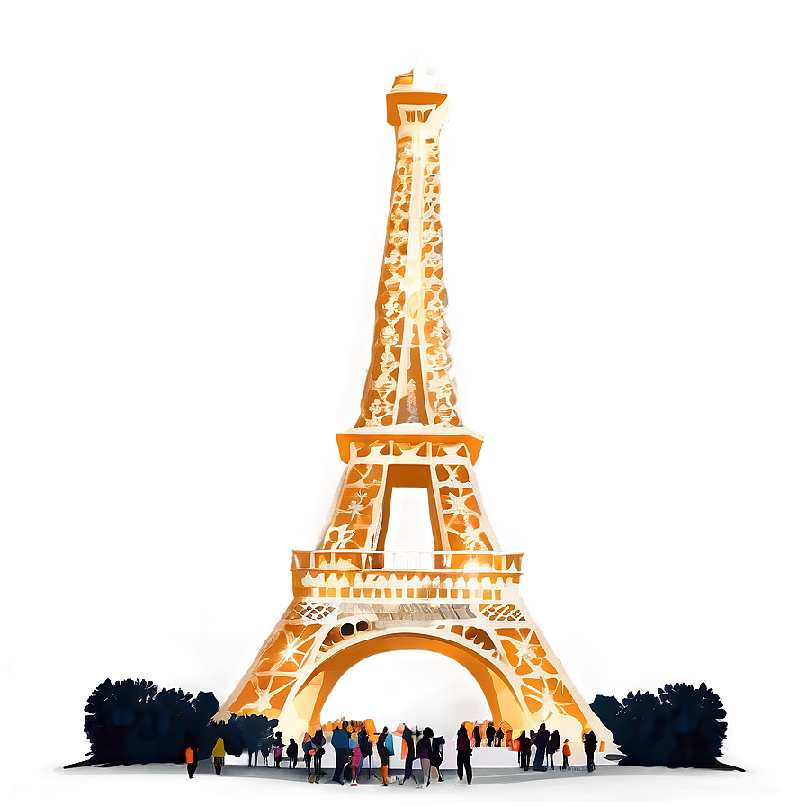 Eiffel Tower With Tourists Png Jxh PNG Image