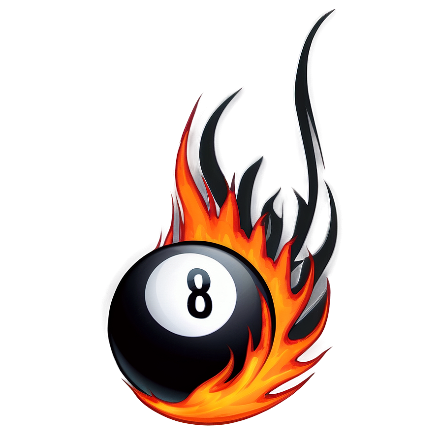 Eight Ball With Flames Png Uau42 PNG Image