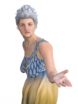 Elderly Anime Style Woman Gesturing PNG Image