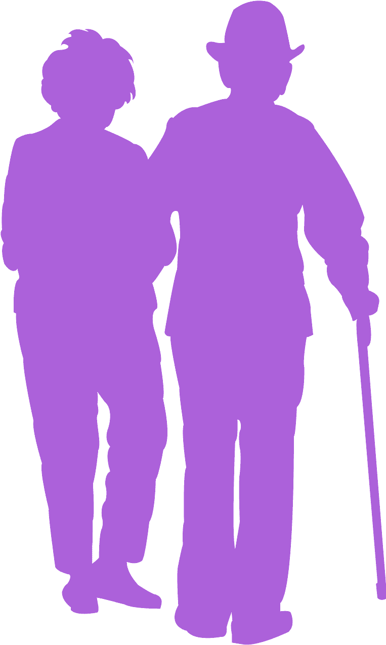 Elderly Couple Silhouette PNG Image