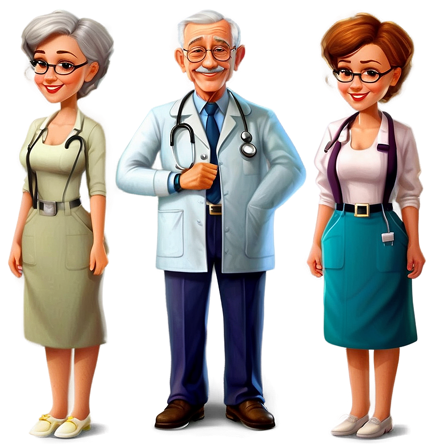 Elderly Doctor Cartoon Character Png 20 PNG Image