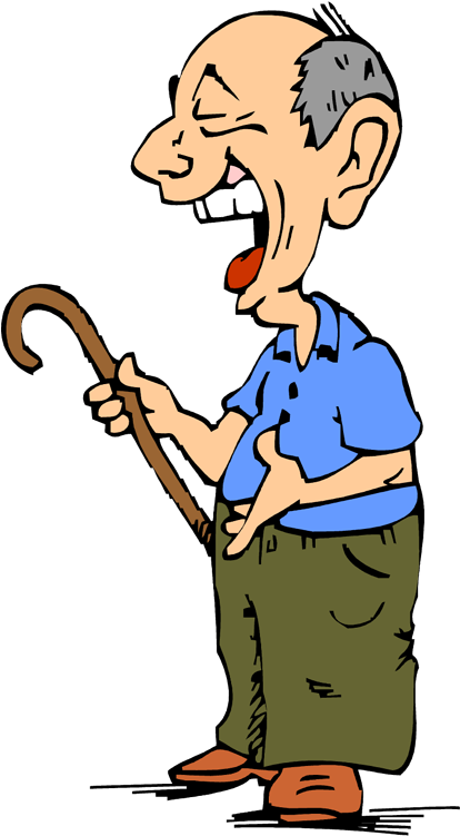 Elderly Man Laughing With Cane PNG Image