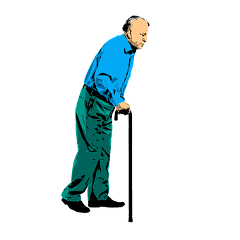 Elderly Man Walking Graphic PNG Image