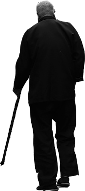 Elderly Man Walkingwith Cane Silhouette PNG Image