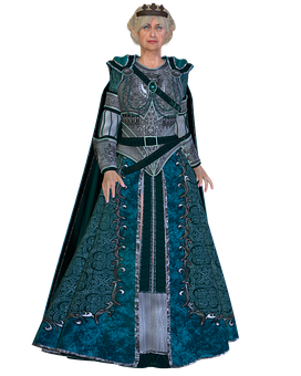 Elderly Womanin Fantasy Armor Costume PNG Image