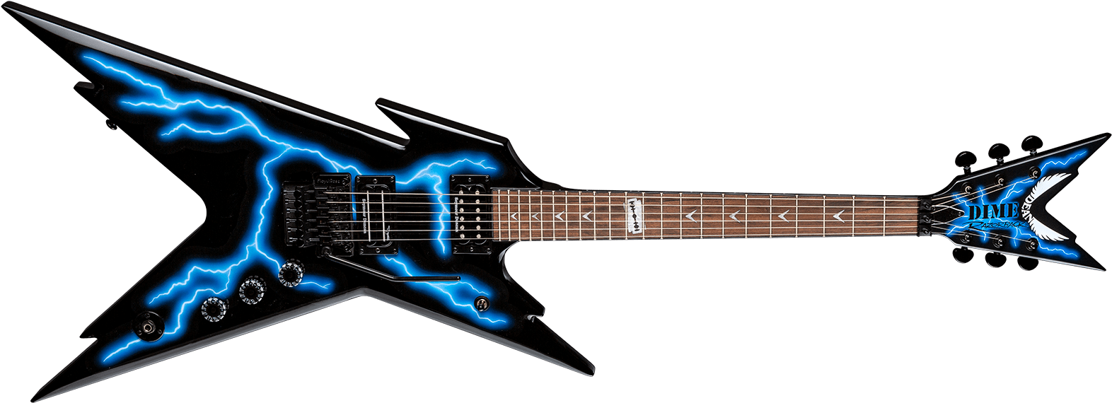 Electric Blue Lightning Guitar PNG Image