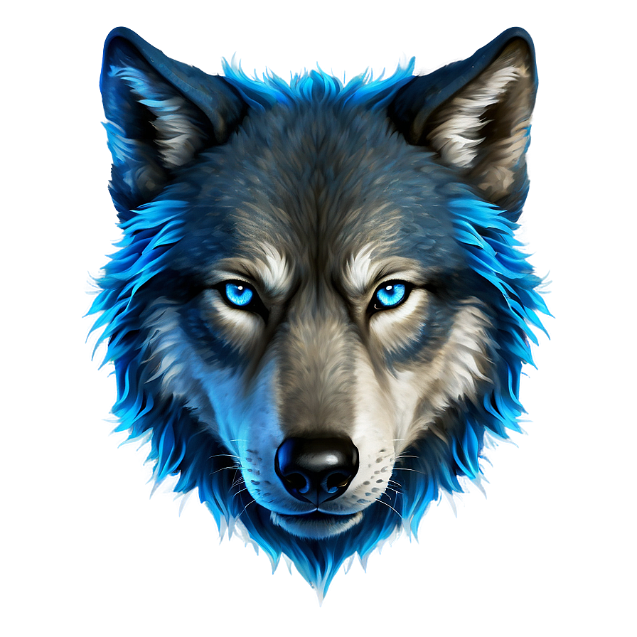 Electric Blue Wolf Face Png 06292024 PNG Image