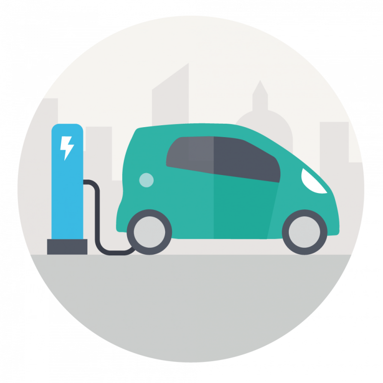 Electric Car Charging Illustration PNG Image