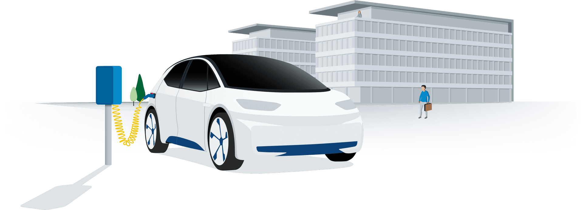 Electric Car Charging Station Illustration PNG Image