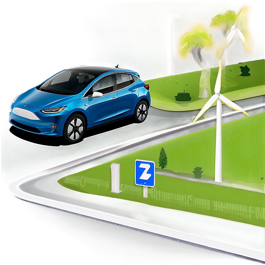 Electric Car On Highway Png Bgh12 PNG Image