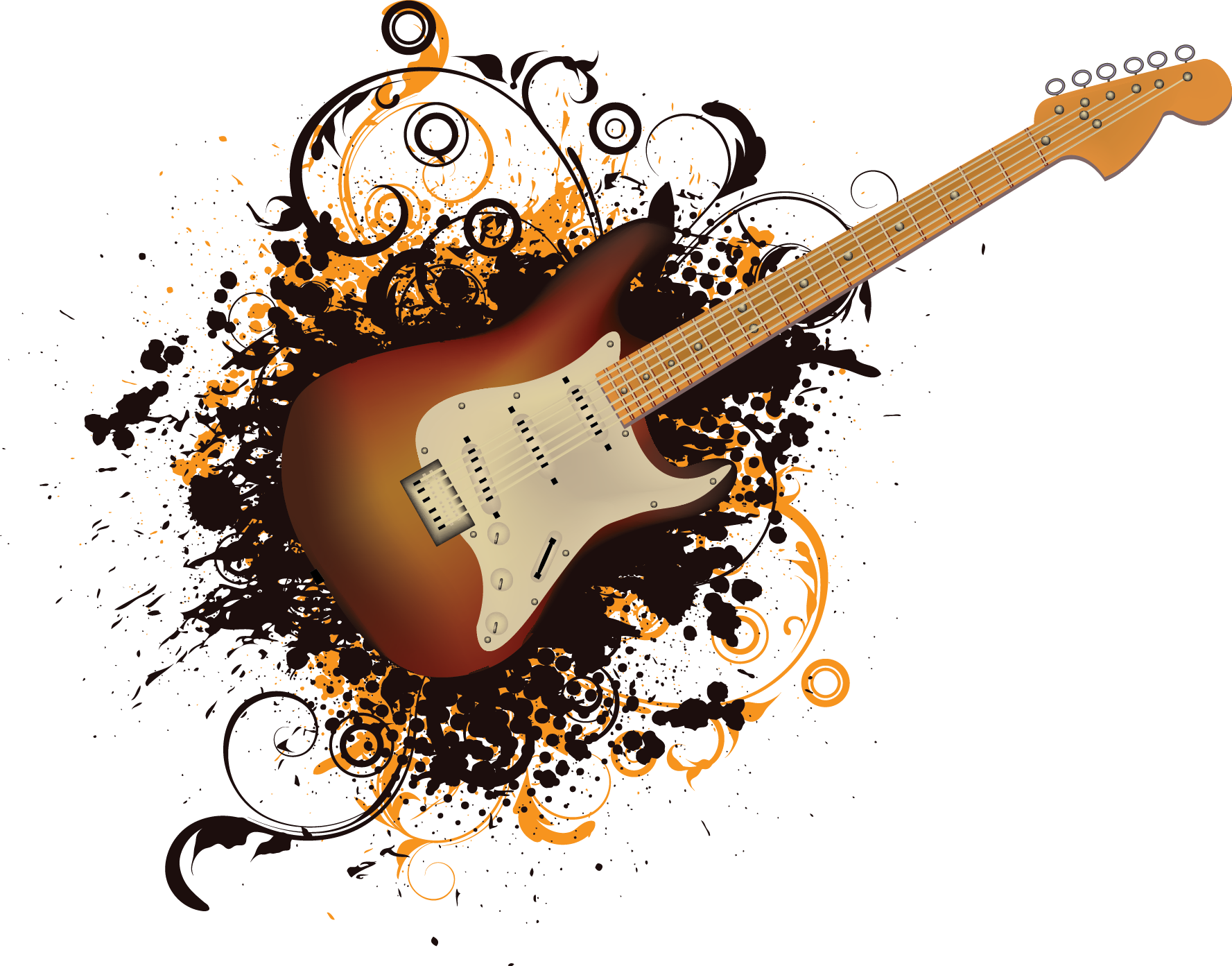 Electric Guitar Artistic Splash PNG Image