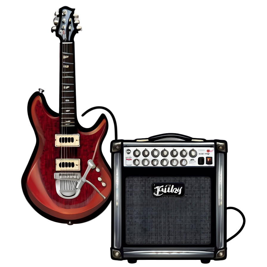 Electric Guitar With Amp Png Vkb PNG Image