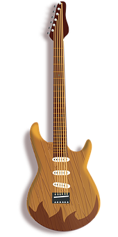 Electric Guitar Wooden Design PNG Image