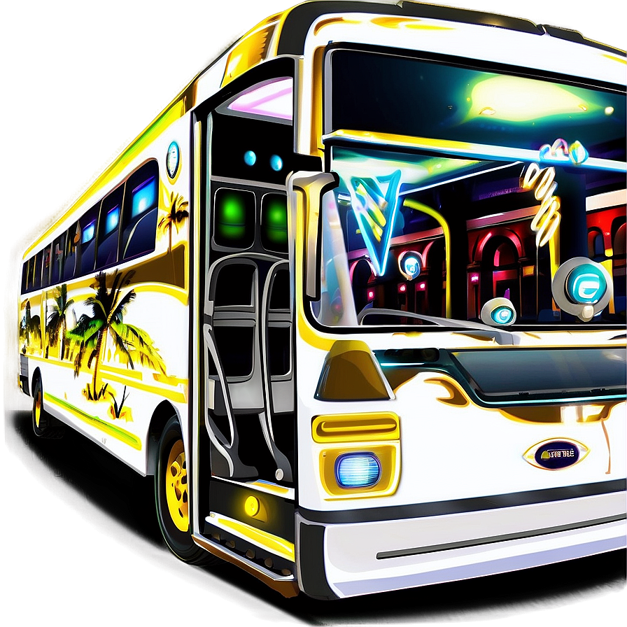 Electric Party Bus Scene Png 5 PNG Image